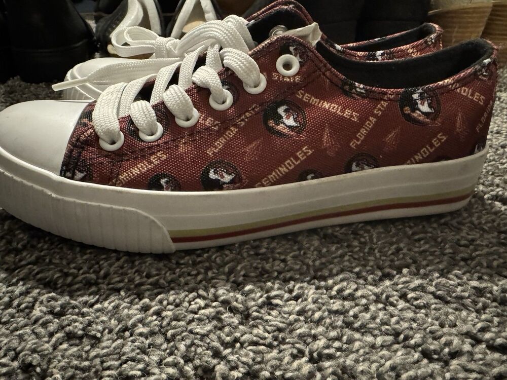 FOCO Women’s Size 6 Burgundy/White Logo Low Top Lace-Up Sneakers Florida State